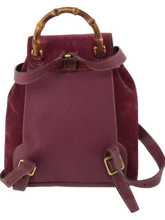 GUCCI Bamboo Backpack Suede Purple Gold 003 1705 0030 Auth BA10642 main image 9